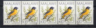 Malawi 1988 K10 “starred Robin” Fine Strip Of Five photo