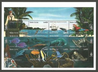 Sierra Leone 1998 Year Of The Ocean Ships Pirates Birds Macaw Sharks Whale photo