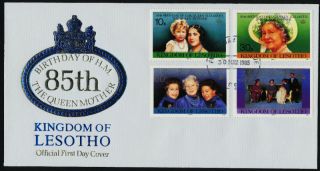 Lesotho 470 - 3 Fdc Queen Mother 85th Birthday photo