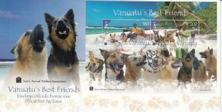 Vanuatu 2013 Fdc Vanuatu ' S Best Friends 2v S/s Cover Dogs Sam ' S Animal Welfare photo