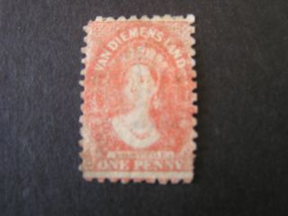 Tasmania,  Scott 23b,  1p.  Value Orange Red 1864 - 69 Qv Issue photo