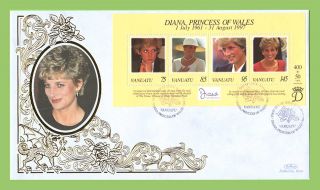 Vanuatu 1998 Princess Diana Memorial Silk First Day Cover photo