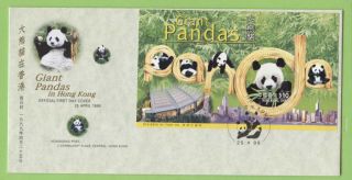 Hong Kong 1999 Giant Pandas In Hk Miniature Sheet On First Day Cover photo