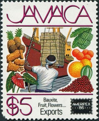 Jamaica 1986 $5 Multicoloured Sg654 Cv £7.  50 F Mh Postage photo