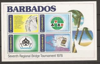 Barbados Sc 478a Seventh Regional Bridge Tournament.  Souvenir Sheet. photo