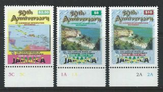 Jamaica 1997 Sc 865a - 865c Maps Flowers photo