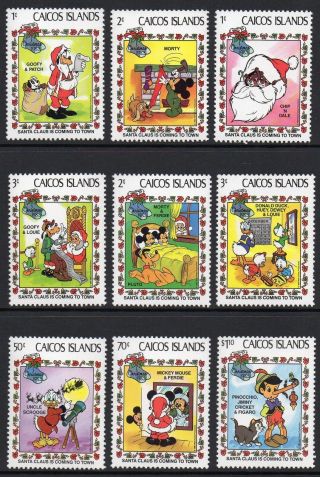 Caicos Islands 1983 Christmas Disney Cartoon Characters Sg 30 - 38 Un/mint photo