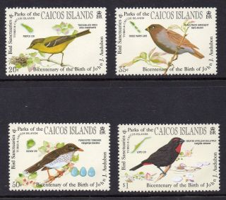 Caicos Islands 1985 Birds Audubon Birth Bicentenary Sg 68 - 71 Unmounted photo