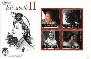 St Kitts 2012 Diamond Jubilee 4v Sheet Queen Elizabeth Ii Reign Royalty photo