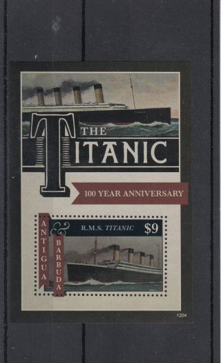 Antigua & Barbuda 2012 Titanic 100 Year Anniversary 1v Sheet Sinking Rms photo