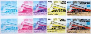 1986 Antigua Ameripex Trains 25¢ Hiawatha Express Imperf Progressive Proofs (5) photo