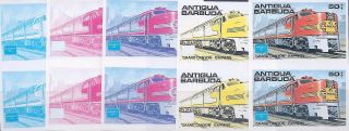 1986 Antigua Ameripex Trains 50¢ Grand Canyon Exp.  Imperf Progressive Proofs (5) photo