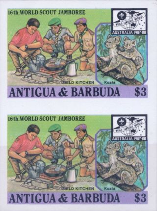 1987 Antigua & Barbuda 16th World Scout Jamboree Australia $3 Imperf Proofs (5) photo