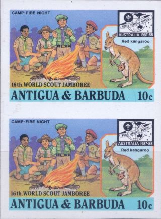 1987 Antigua & Barbuda 16th World Scout Jamboree Australia 10¢ Imperf Proofs (5) photo
