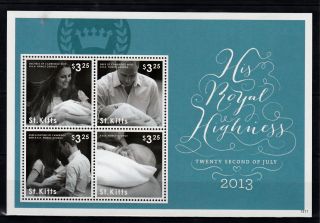 St Kitts 2013 Birth Prince George Royal Baby 4v M/s William Kate Middleton photo