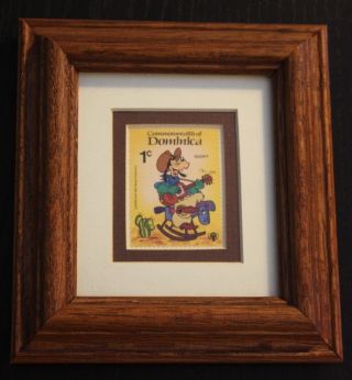 Custom Made Framed 1979 Goofy Stamp,  Oak Frame And Double Matted photo