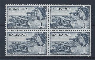 Barbados 1953 Qeii Sg289 1c Indigo Block 4 A 002 photo