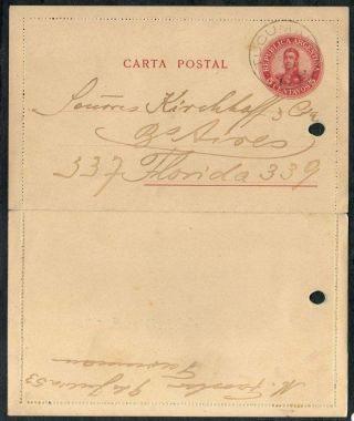 1910 Argentina City Of Tucuman Cds Circulated Carta Postal Stationary photo