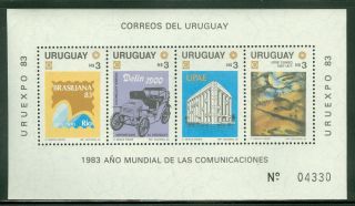 Uruguay S/s Scott 1143a Uruexpo World Communication Year Cv $6 photo