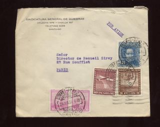 Airmail Chile 1936 4 Colour Cover. . .  Official. . .  Quiebras photo