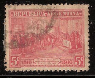 Argentina 1916: 5c Red Declaration Of Independence,  Scott 220 photo
