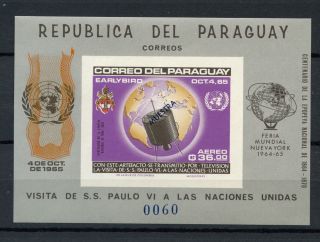 Paraguay 1965 Pope Paul Vi,  Space Muestra Specimen Imperf M/s A60854 photo