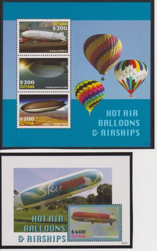Guyana Balloons And Airships Sheet Of 3 & S/s Scott 3935 - 3936 photo