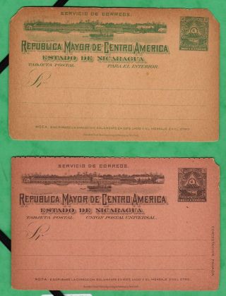 Nicaragua,  2 1899 Postal Stationary Cards photo