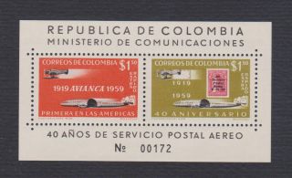 Colombia C350 S/s,  40th Anniversary Air Post,  Vf Og Nh photo