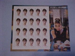 Audrey Hepburn,  Legends Of Hollywood,  20 Stampsx37 Cents, ,  No Hinged photo