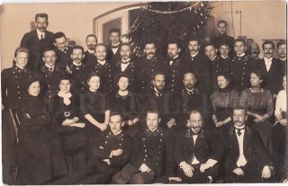 1910 Imperial Russia Postal - Telegraph Office Clerks Year Holiday Group Photo photo