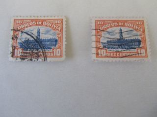 Bolivia Efo 116 & 116b No Period After Legislator On (1) Stamp Vf 1916 photo