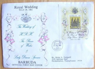 1981 Barbuda First Day Cover Fdc $5.  00 Royal Wedding Prince Wales Lady Diana photo