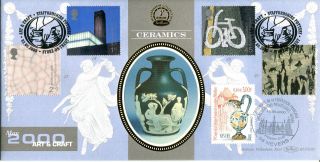 2 May 2000 Art & Craft Benham Blcs 180 Dual Fdc Staffordshire Pottery Shs photo