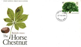 27 February 1974 The Horse Chestnut Tree Po First Day Cover Plymouth Fdi photo