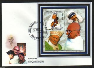 Mozambique 2002 Mahatma Gandhi,  Mother Teresa,  Pope Peace M/s Fdc 62554 photo