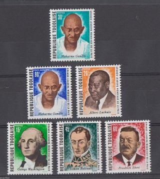 Togolaise Mahatma Gandhi Boliver Washington Luthule 6v 62623 photo