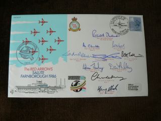 1986 Signed Cover: Red Arrows,  Farnborough 1986,  Signed By Red Arrows,  Raf photo