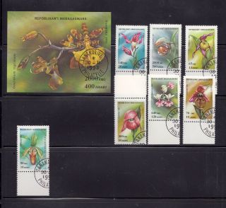 Madagascar (malagasy) 1993 Orchids Scott 1272 - 79 Cancelled photo