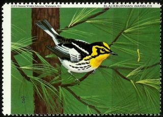 National Wildlife Federation Stamp,  Year 1970,  Blackburnian Warbler, photo