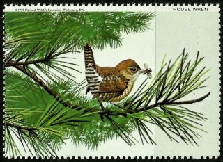 National Wildlife Federation Stamp,  Year 1970,  House Wren, photo