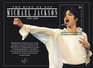 Michael Jackson Collectible Postage Stamp Antigua 3044 photo