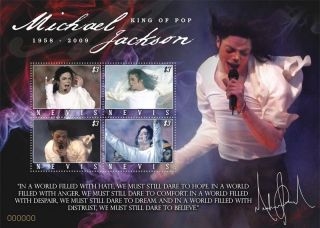 Michael Jackson Collectible Postage Stamp Nevis Nev0918sh photo