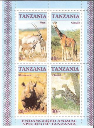 Tanzania 1986 Endangered Wildlife S/s (sc 322a) photo