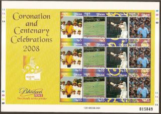 Bhutan 2008 Cricket Coronation & Centenary Celebrations Sheet Of 12v photo