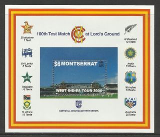 Montserrat 2000 Lord ' S Cricket 100th Centenary Test Match Souv Sheet photo