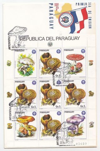 Paraguay,  Flora,  Mushrooms,  Sheetlet Fdc 1985 photo