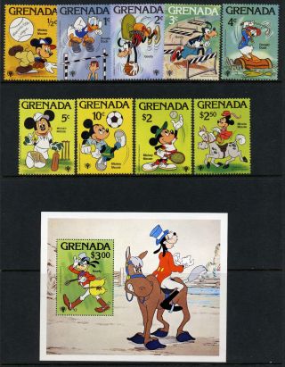 Grenada 950 - 9 Disney,  Sports,  Horse,  Goofy,  Donald Duck,  Tennis photo
