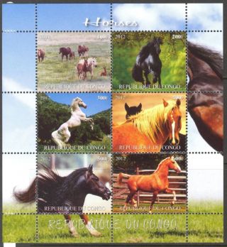 2012 Horses V Sheet Of 6 Mdc2135 photo
