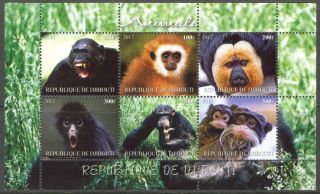 2012 Monkeys I Chimpanze Gorilla Sheet Of 6 Mdc2158 photo
